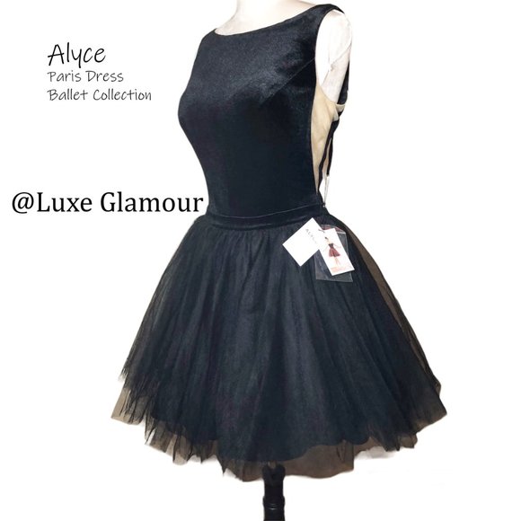 Alyce Paris Dresses & Skirts - NWT ALYCE PARIS Dress Prom Cocktail Mini Tulle Black Ballerina Style Size 10